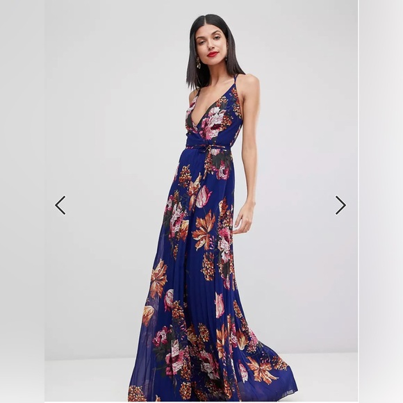 ASOS TALL Floral Cami Pleated Maxi Dress, UK12/US8 - Picture 2 of 3